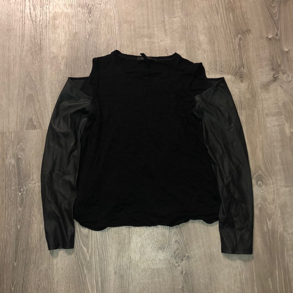 BCBG long sleeve leather shirt
